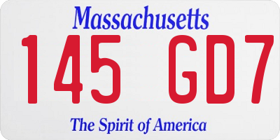MA license plate 145GD7