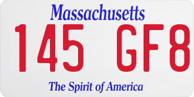 MA license plate 145GF8