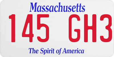 MA license plate 145GH3