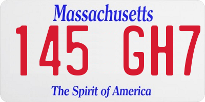 MA license plate 145GH7