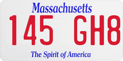 MA license plate 145GH8