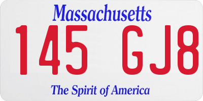 MA license plate 145GJ8