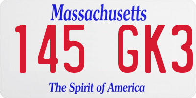 MA license plate 145GK3