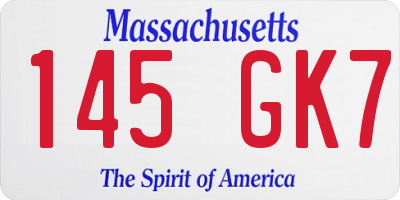 MA license plate 145GK7