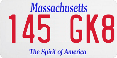 MA license plate 145GK8