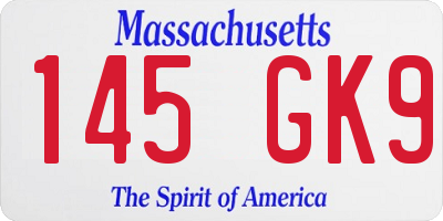 MA license plate 145GK9