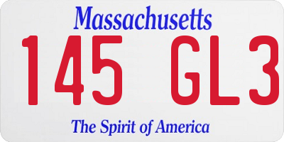 MA license plate 145GL3