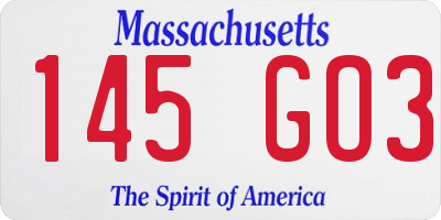MA license plate 145GO3