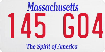 MA license plate 145GO4