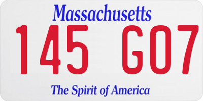 MA license plate 145GO7