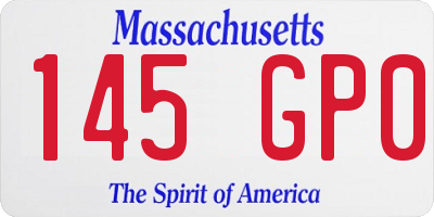 MA license plate 145GP0