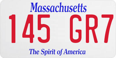 MA license plate 145GR7