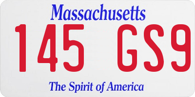 MA license plate 145GS9