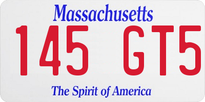 MA license plate 145GT5