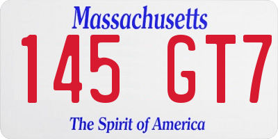 MA license plate 145GT7
