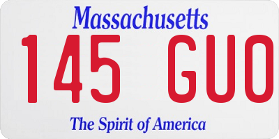 MA license plate 145GU0