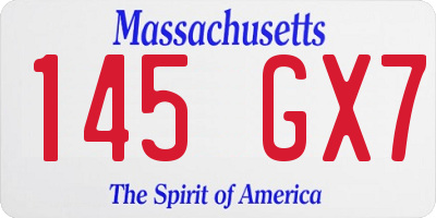 MA license plate 145GX7