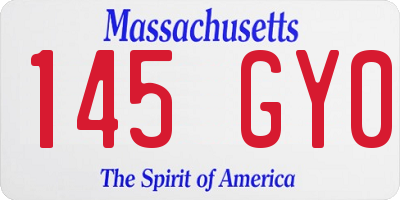 MA license plate 145GY0