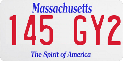 MA license plate 145GY2