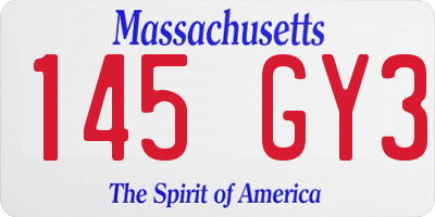 MA license plate 145GY3