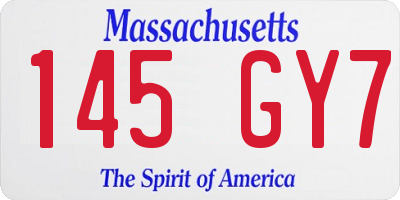 MA license plate 145GY7