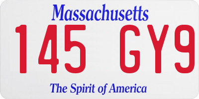 MA license plate 145GY9