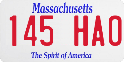 MA license plate 145HA0