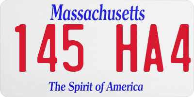 MA license plate 145HA4