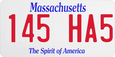 MA license plate 145HA5
