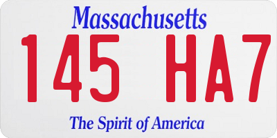 MA license plate 145HA7