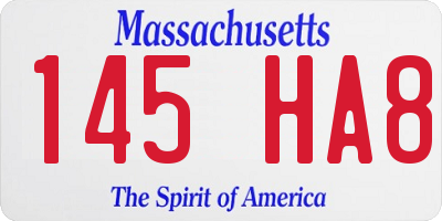 MA license plate 145HA8