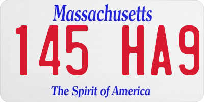 MA license plate 145HA9