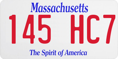 MA license plate 145HC7