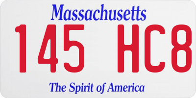 MA license plate 145HC8