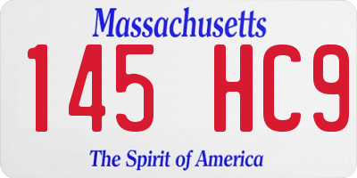 MA license plate 145HC9