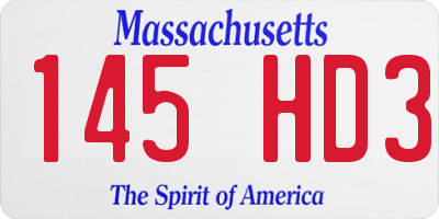 MA license plate 145HD3