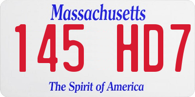 MA license plate 145HD7