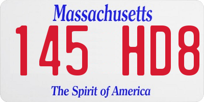 MA license plate 145HD8