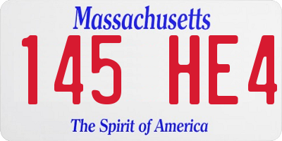 MA license plate 145HE4