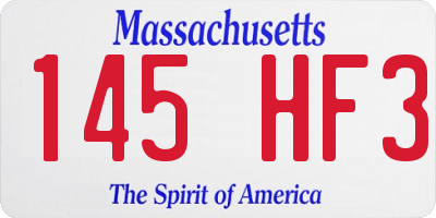 MA license plate 145HF3
