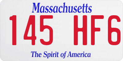 MA license plate 145HF6