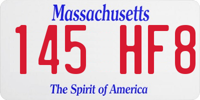MA license plate 145HF8