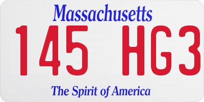 MA license plate 145HG3