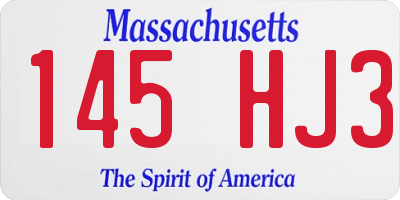 MA license plate 145HJ3