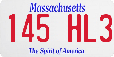 MA license plate 145HL3