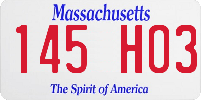 MA license plate 145HO3