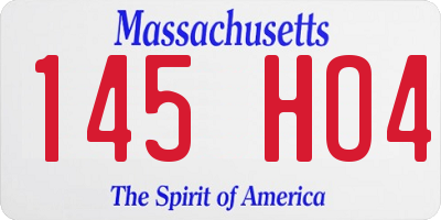 MA license plate 145HO4