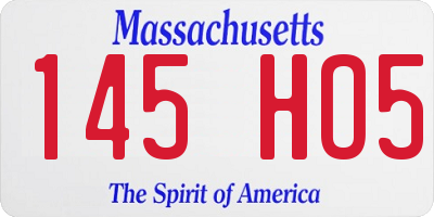 MA license plate 145HO5