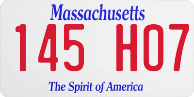 MA license plate 145HO7