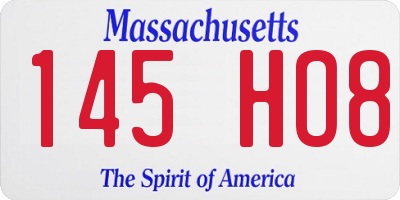 MA license plate 145HO8